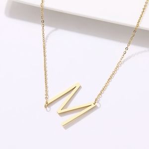A-Z Fold Initial Letter Pendant Chain Necklace